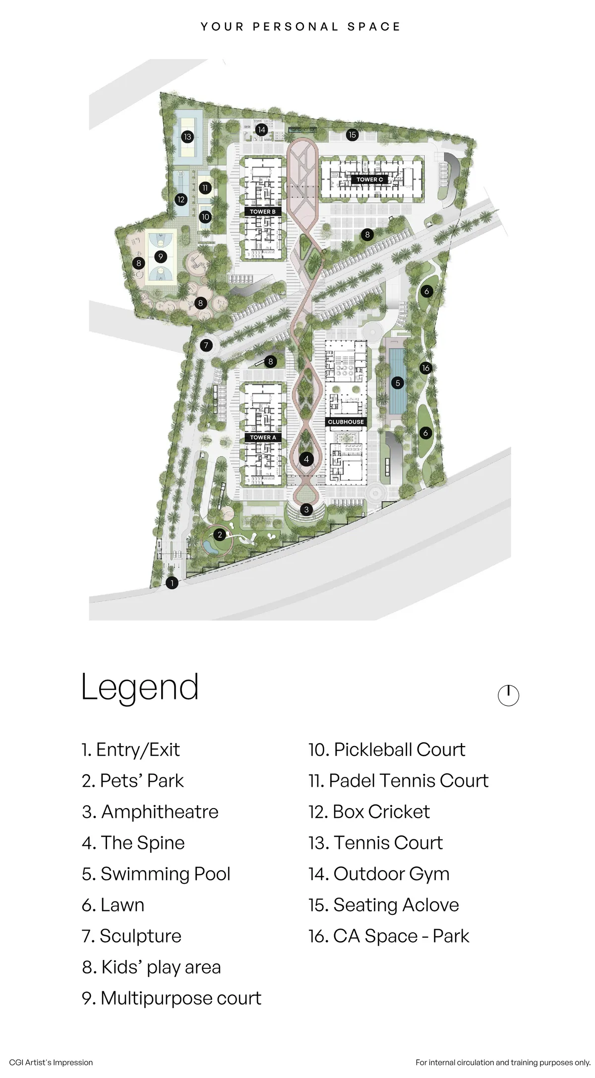 Amenities master plan layout for Assetz Codename Sublime